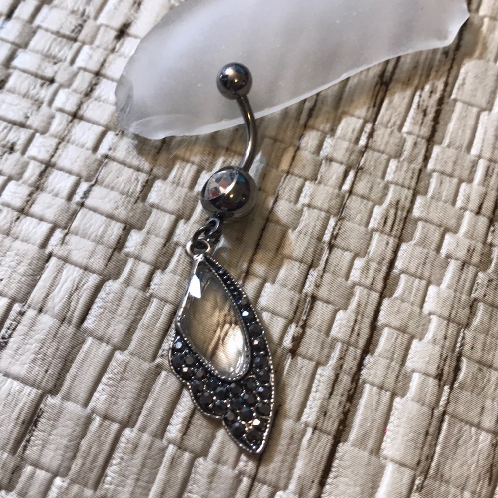 Vintage inspired wing dangle belly button ring navel ring